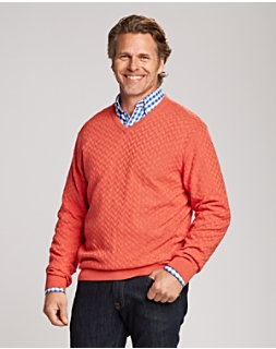 Cutter & Buck Long Sleeve Tonal Pattern V-Neck Sweater