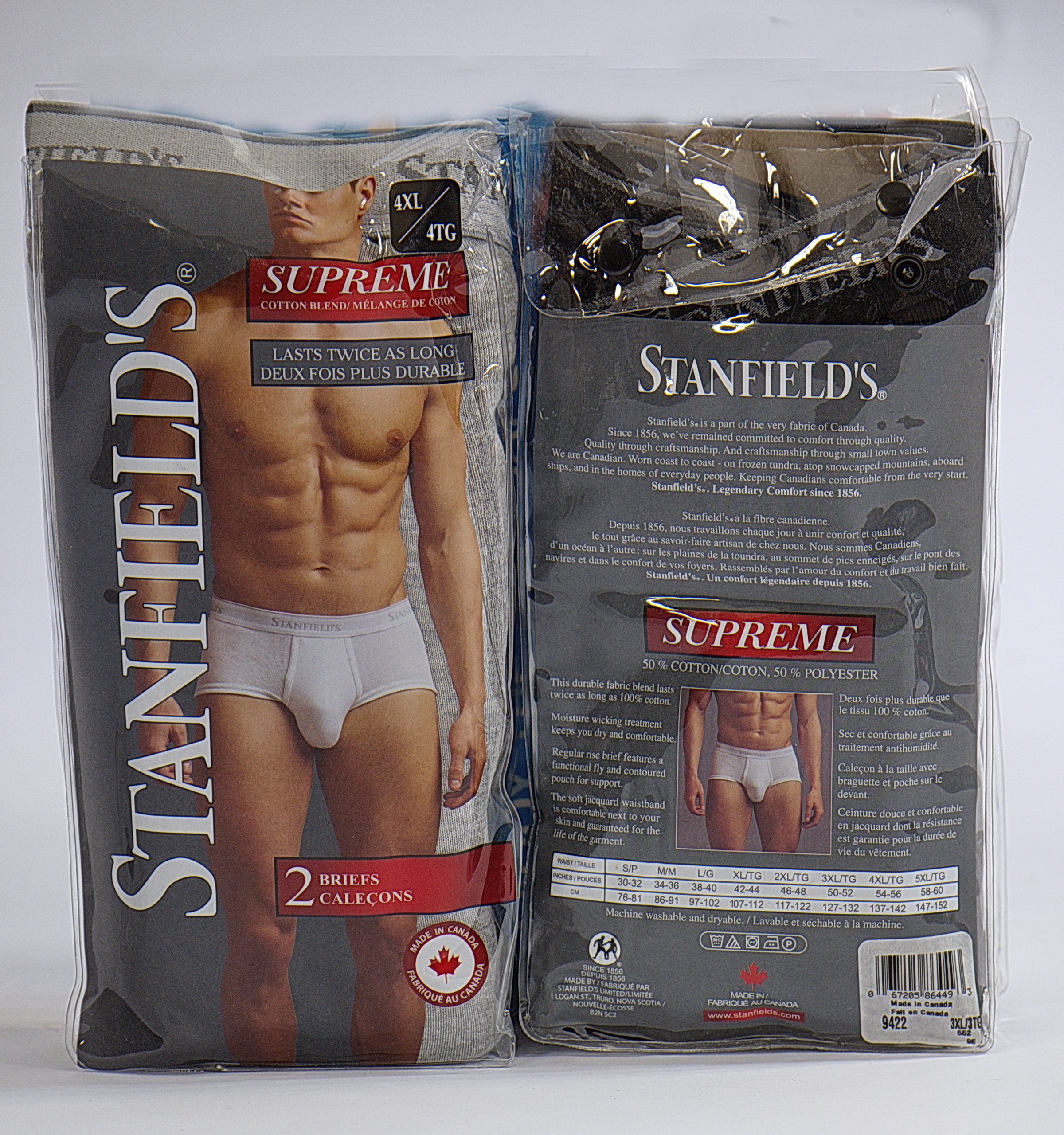 Stanfield's 2-Pack Adult Mens Supreme Cotton Blend Regular Rise Briefs,  Sizes S-5XL