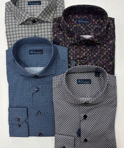 Polifroni "BLU" Label Long Sleeve Tapered Patterned Sport Shirts