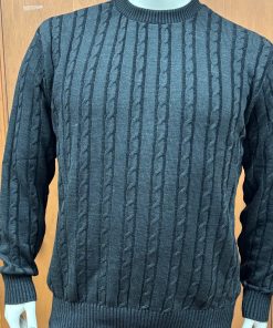 Gran Sasso Long Sleeve Cable Knit Crew Neck Pullover Sweater