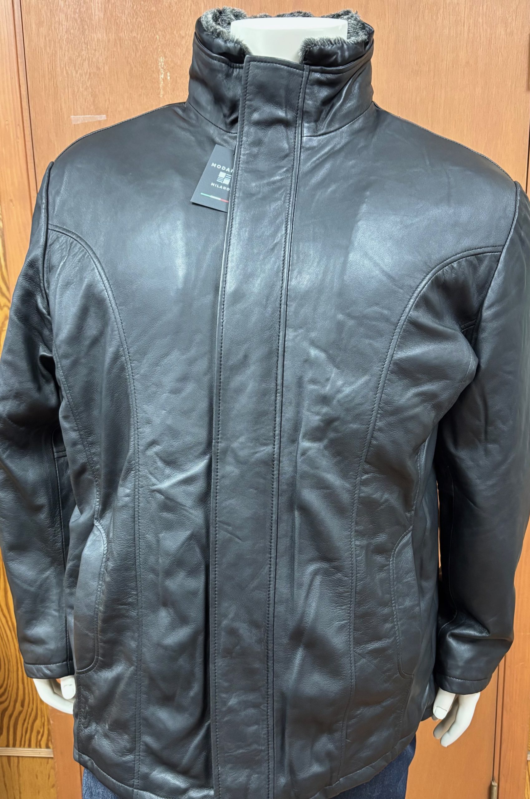 Modango Long Sleeve Leather Car Coat